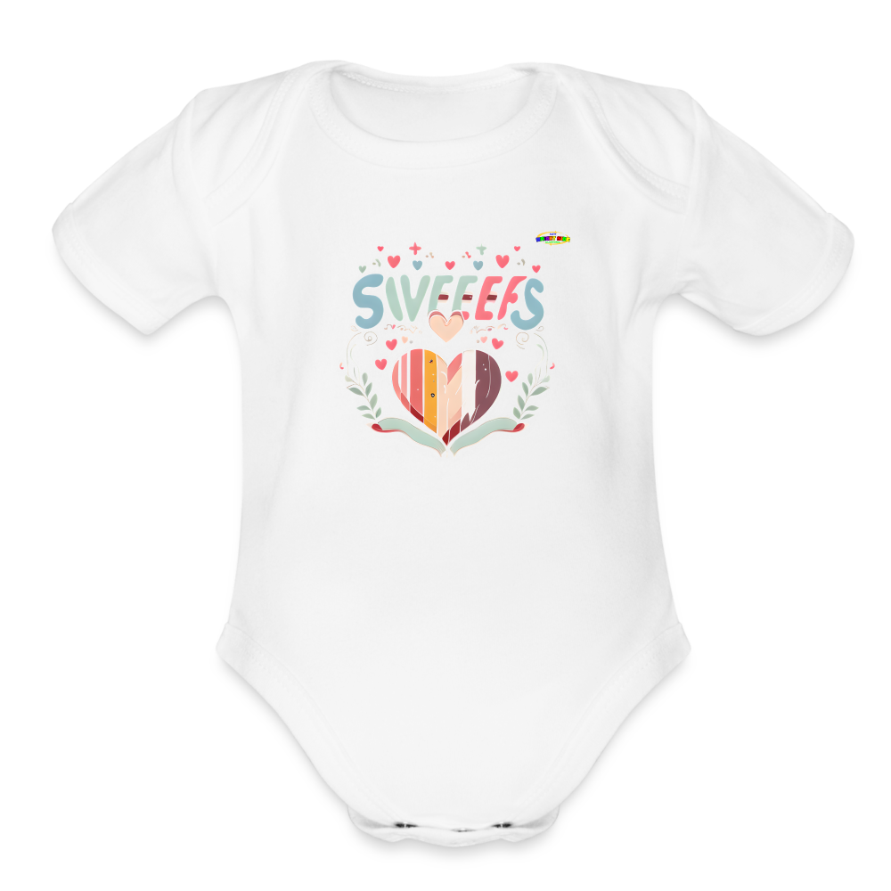 Cute Pastel Sweet Heart Organic Short Sleeve Baby Bodysuit-MyBrightSideClothing - white