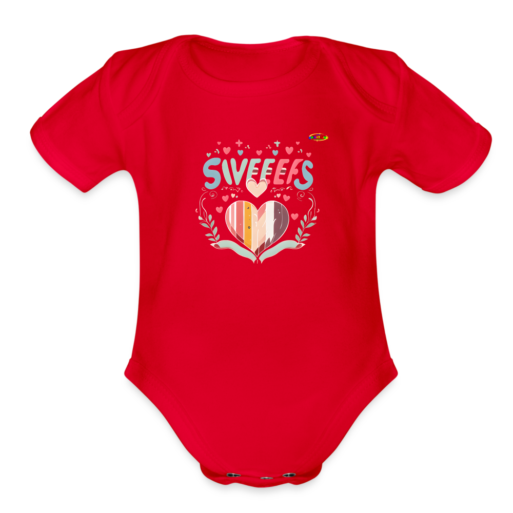 Cute Pastel Sweet Heart Organic Short Sleeve Baby Bodysuit-MyBrightSideClothing - red