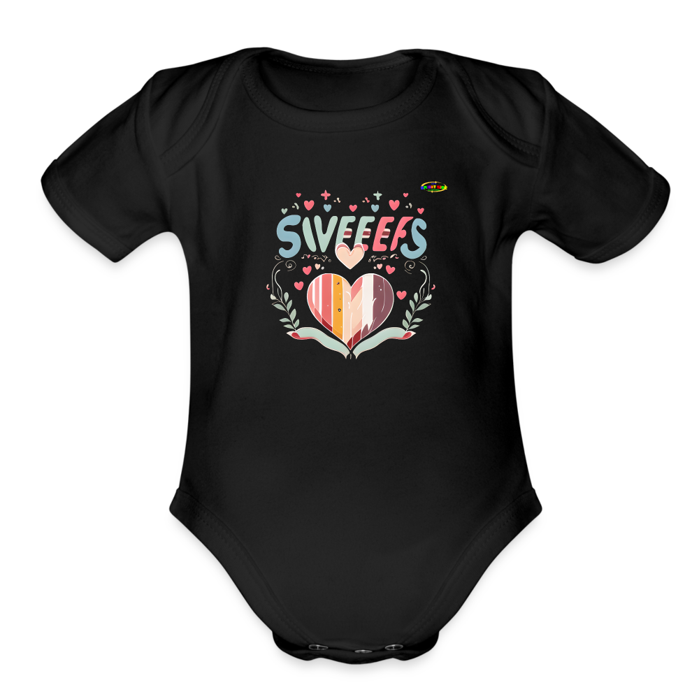 Cute Pastel Sweet Heart Organic Short Sleeve Baby Bodysuit-MyBrightSideClothing - black