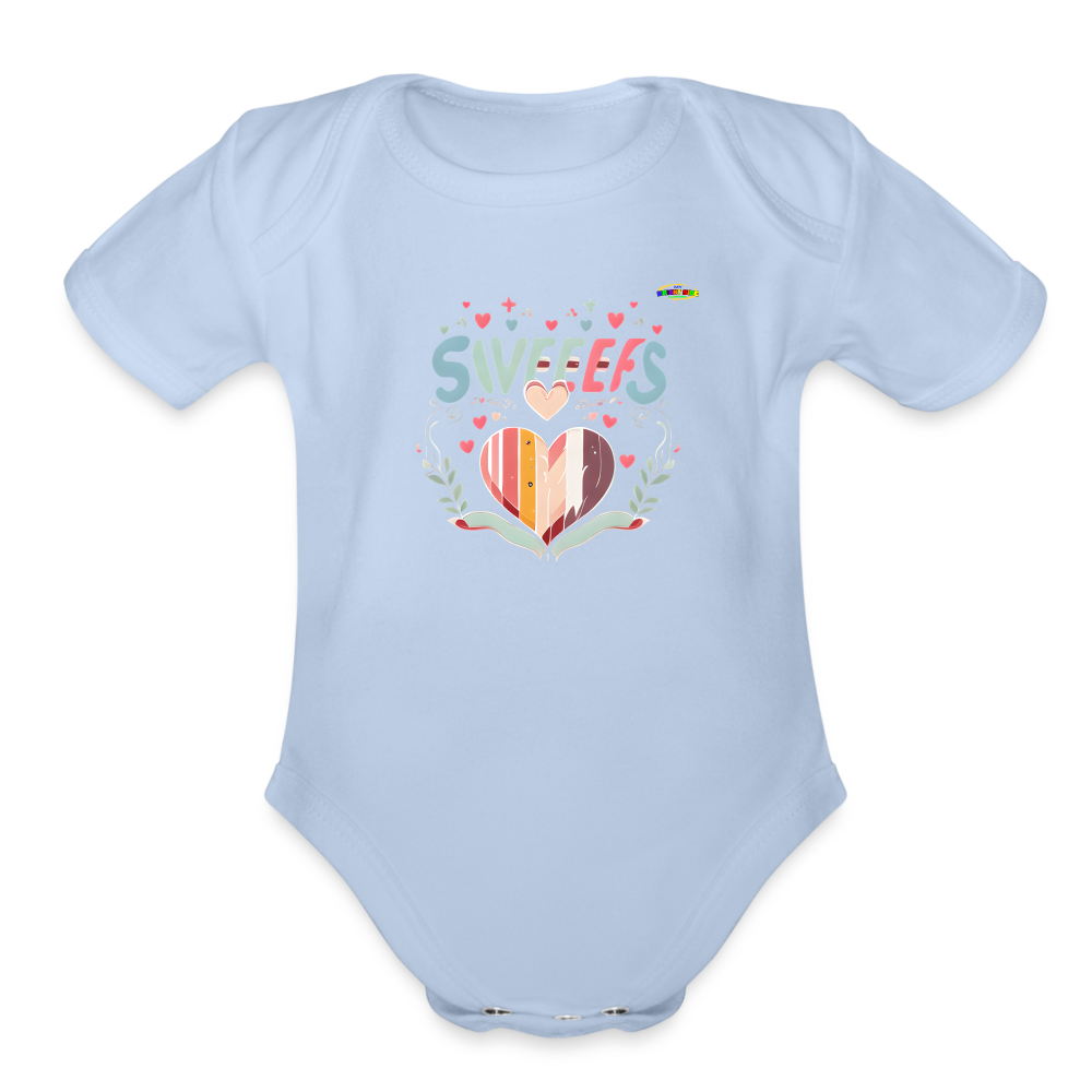 Cute Pastel Sweet Heart Organic Short Sleeve Baby Bodysuit-MyBrightSideClothing - sky