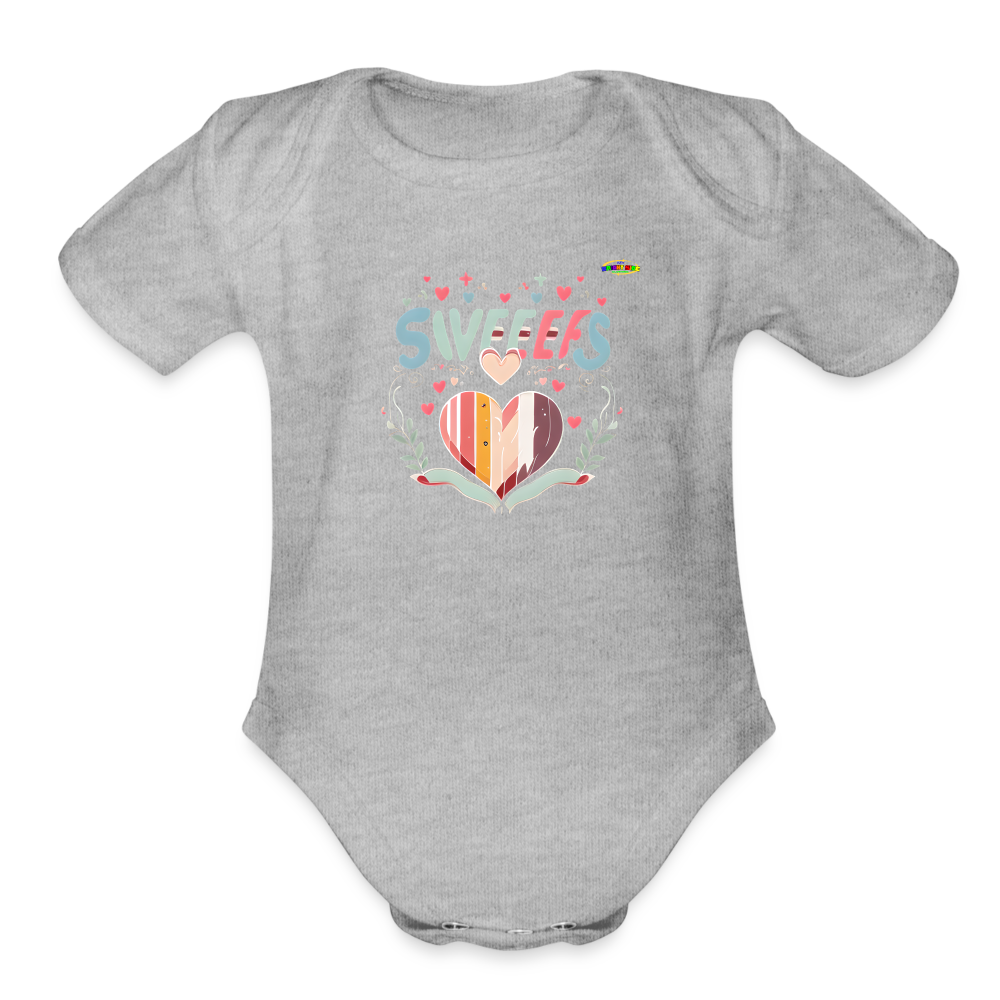 Cute Pastel Sweet Heart Organic Short Sleeve Baby Bodysuit-MyBrightSideClothing - heather grey