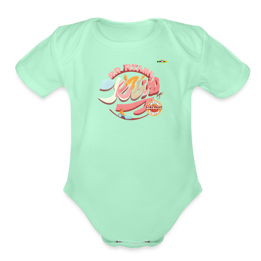 Cute Pastel Groovy Baby Logo Organic Short Sleeve Baby Bodysuit-MyBrightSideClothing - light mint