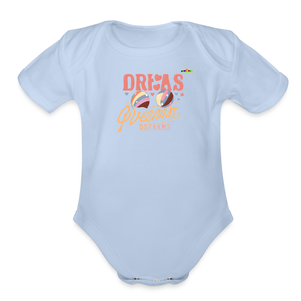 Cute Pastel Dreaming Time Logo Organic Short Sleeve Baby Bodysuit-MyBrightSideClothing - sky