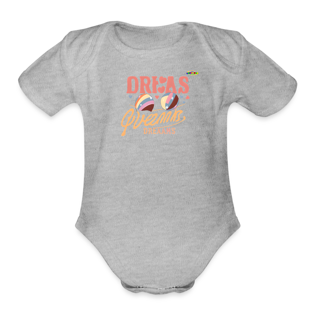 Cute Pastel Dreaming Time Logo Organic Short Sleeve Baby Bodysuit-MyBrightSideClothing - heather grey