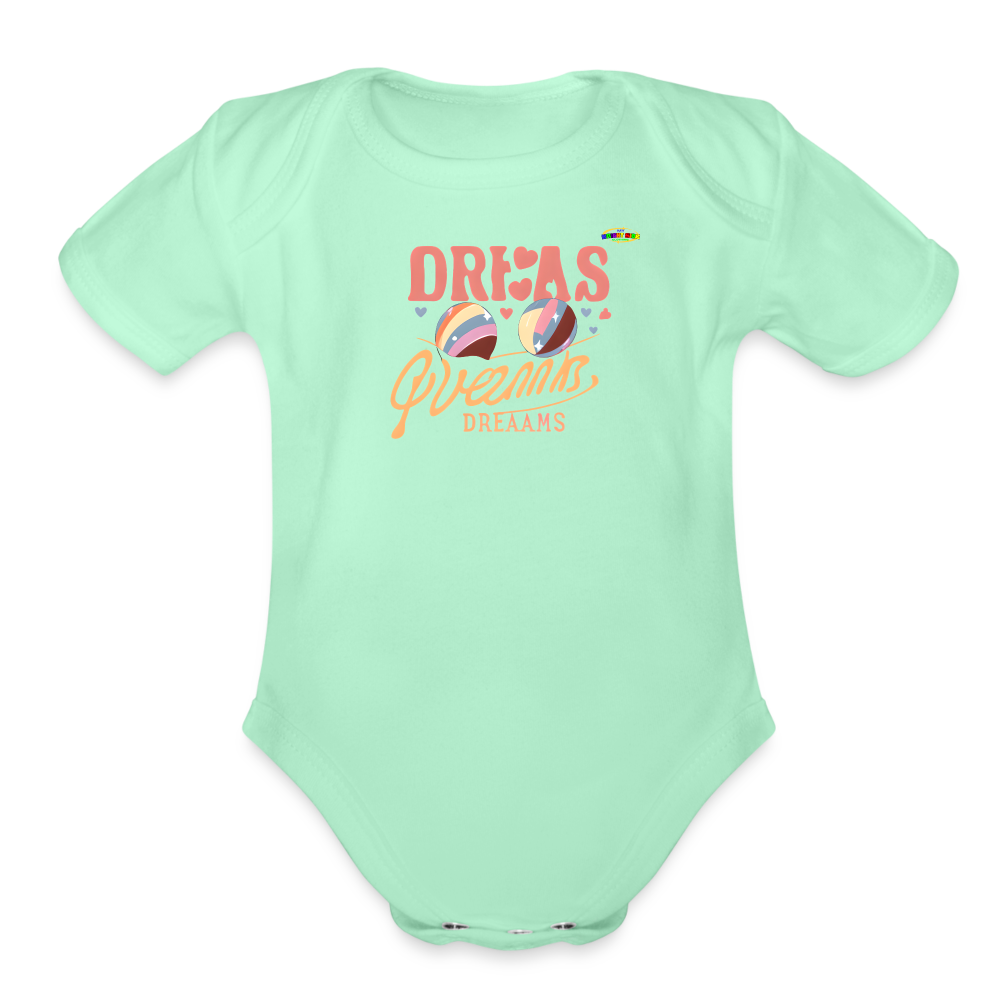 Cute Pastel Dreaming Time Logo Organic Short Sleeve Baby Bodysuit-MyBrightSideClothing - light mint