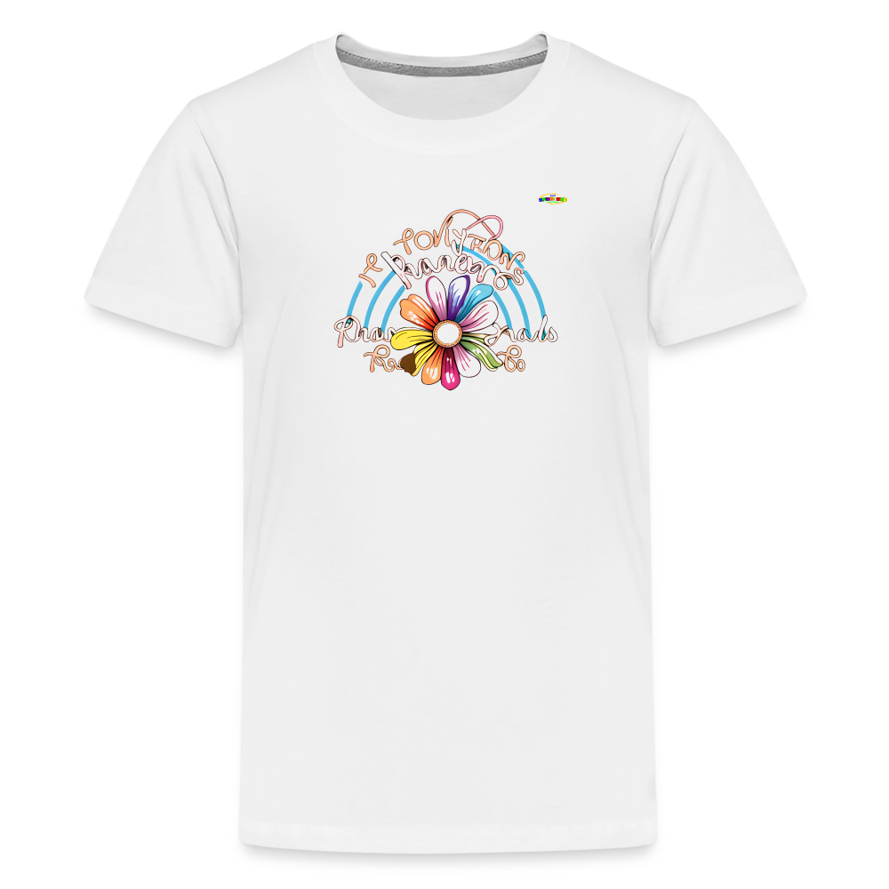 Rainbow Flower Logo Children's Premium T-Shirt-My Bright Side Clothing - white