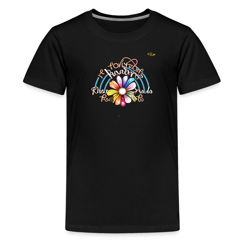 Rainbow Flower Logo Children's Premium T-Shirt-My Bright Side Clothing - black