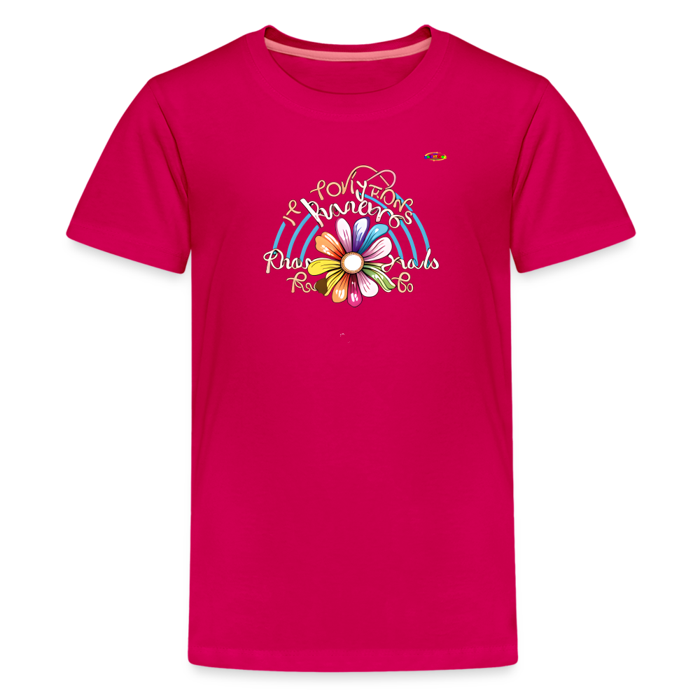 Rainbow Flower Logo Children's Premium T-Shirt-My Bright Side Clothing - dark pink