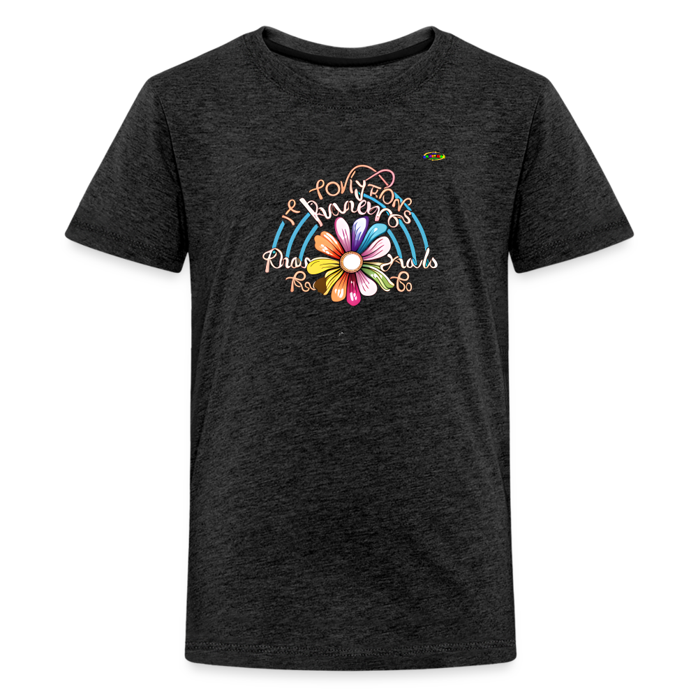 Rainbow Flower Logo Children's Premium T-Shirt-My Bright Side Clothing - charcoal grey