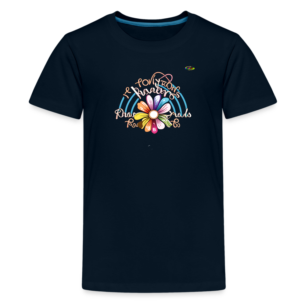 Rainbow Flower Logo Children's Premium T-Shirt-My Bright Side Clothing - deep navy