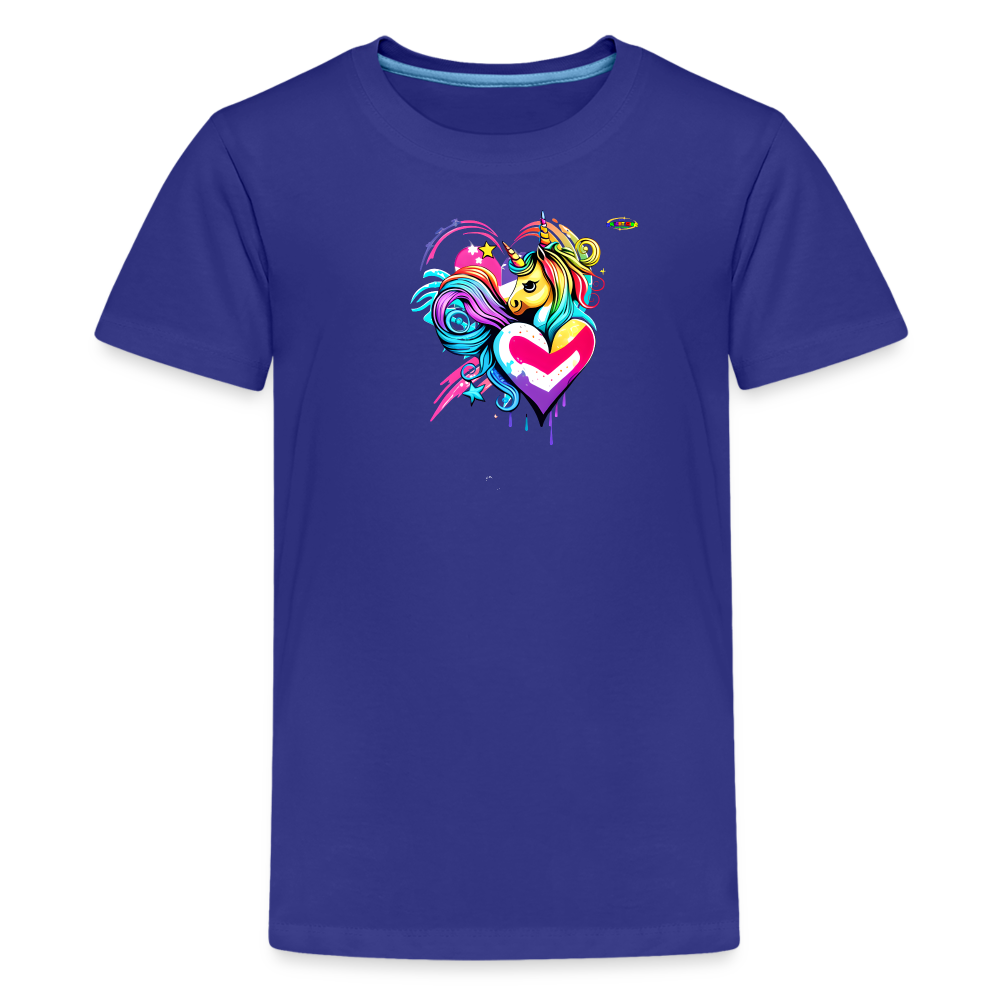 Rainbow Unicorn Heart Children's Premium T-Shirt-My Bright Side Clothing - royal blue