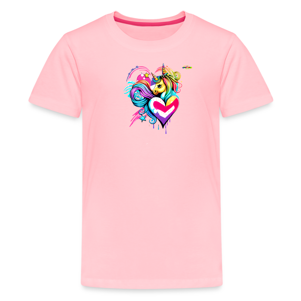 Rainbow Unicorn Heart Children's Premium T-Shirt-My Bright Side Clothing - pink