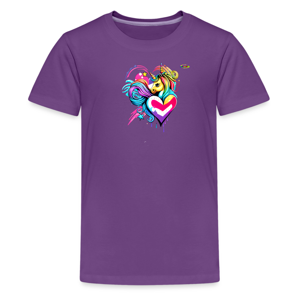 Rainbow Unicorn Heart Children's Premium T-Shirt-My Bright Side Clothing - purple