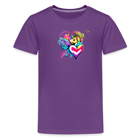 Rainbow Unicorn Heart Children's Premium T-Shirt-My Bright Side Clothing - purple