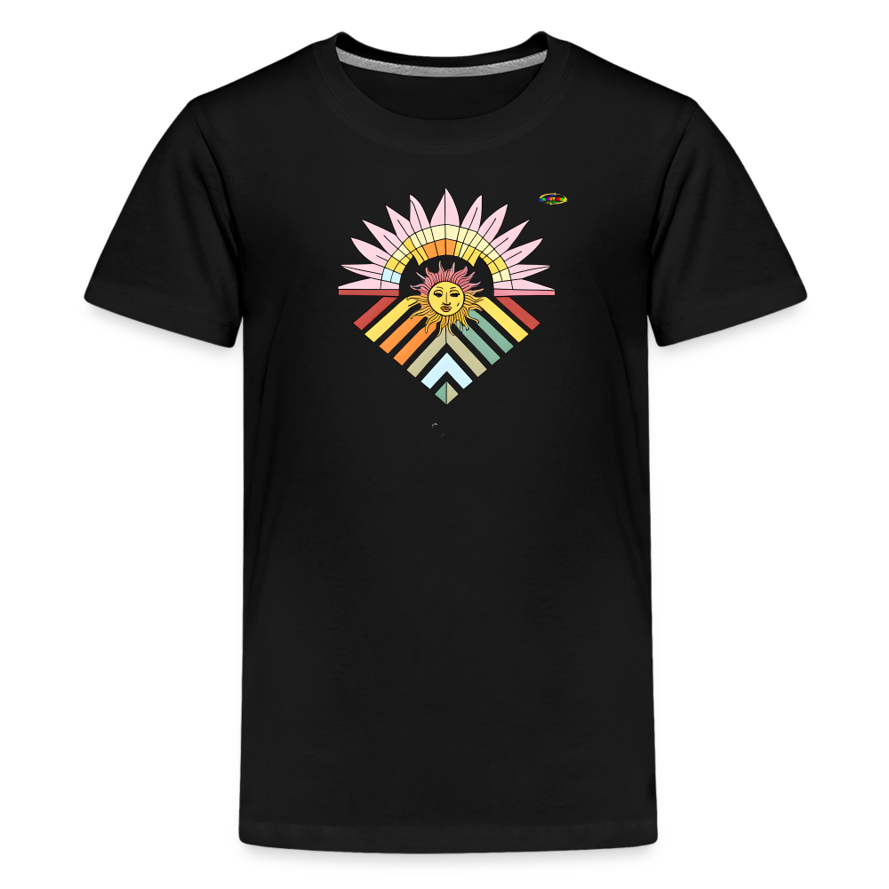 Rainbow Flower Children's Premium T-Shirt-My Bright Side Clothing - black