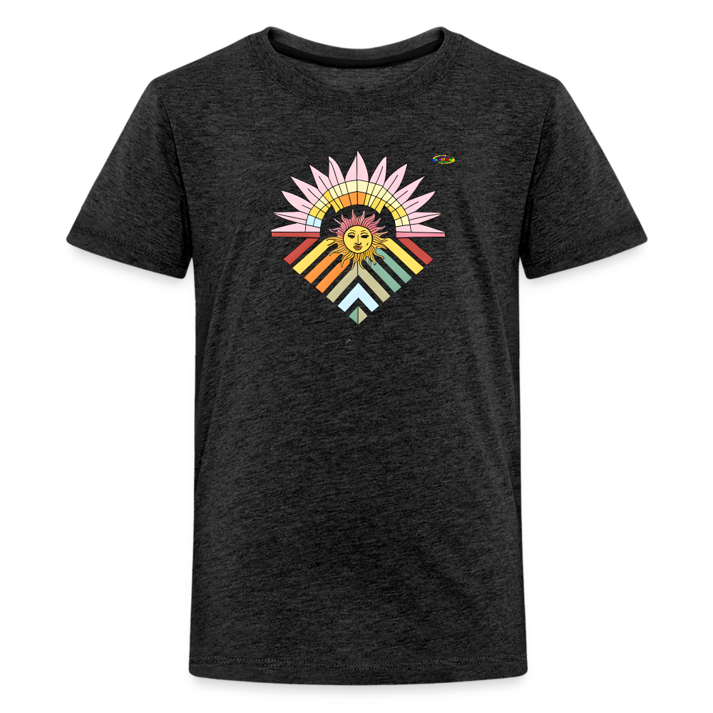 Rainbow Flower Children's Premium T-Shirt-My Bright Side Clothing - charcoal grey