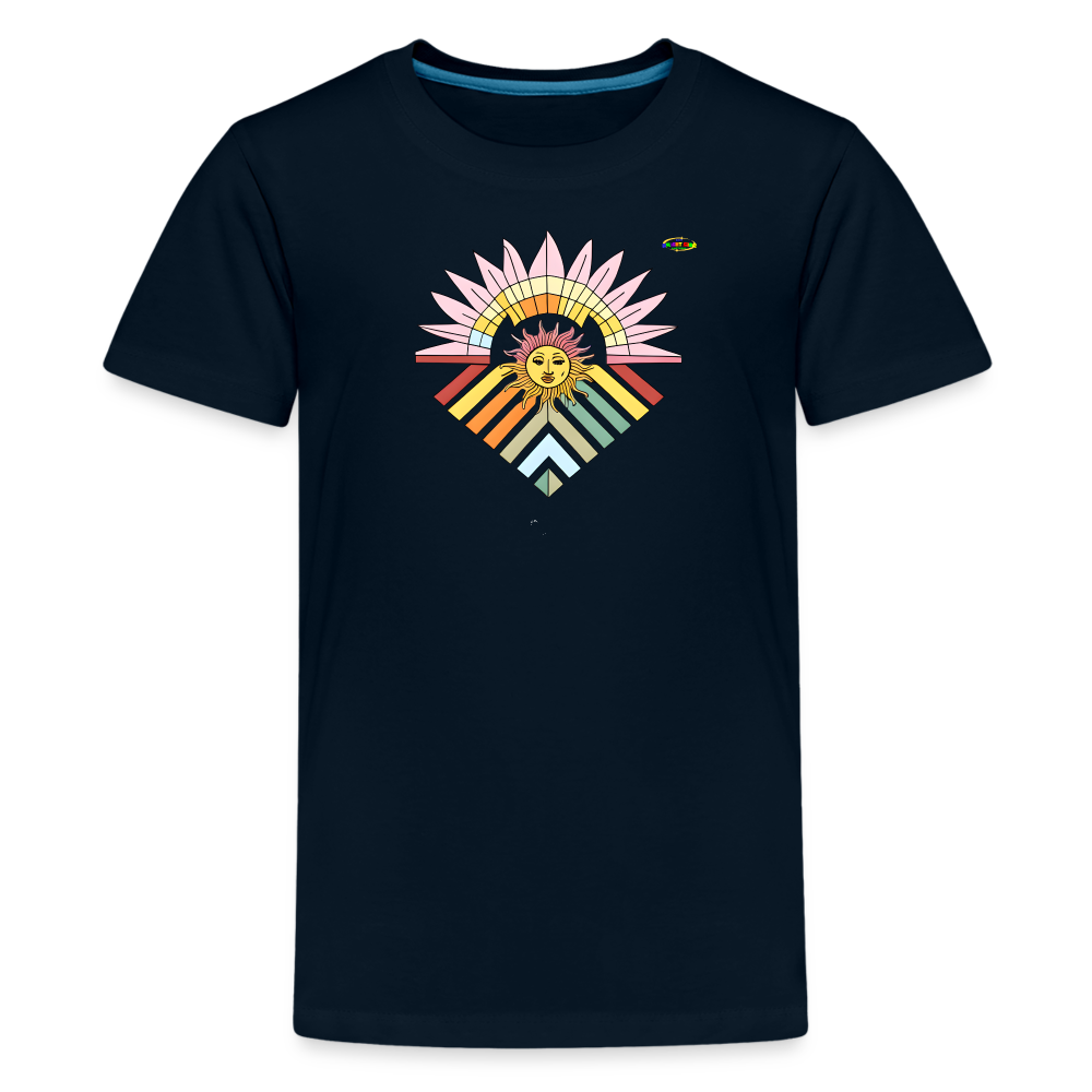 Rainbow Flower Children's Premium T-Shirt-My Bright Side Clothing - deep navy