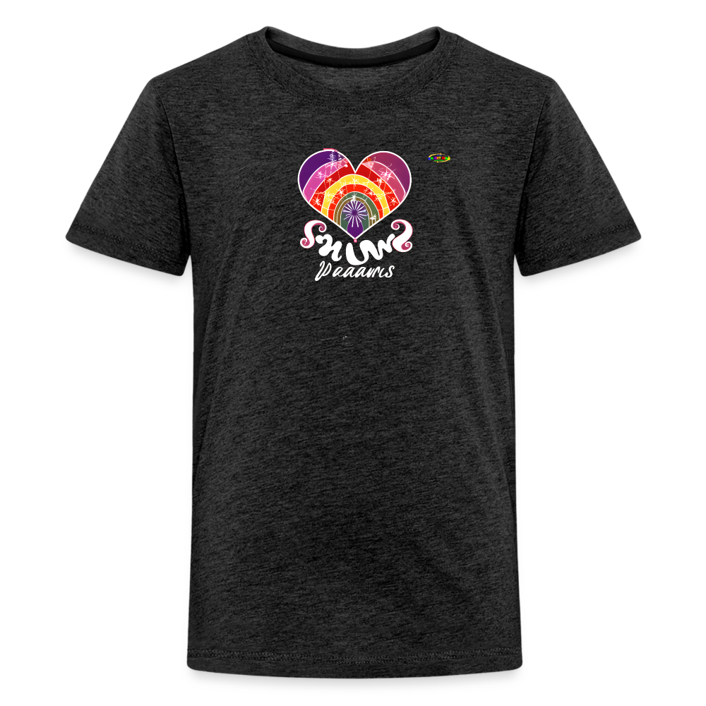 Rainbow Heart Logo Children's Premium T-Shirt-My Bright Side Clothing - charcoal grey