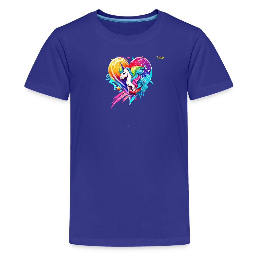 Rainbow Unicorn Heart Children's Premium T-Shirt-My Bright Side Clothing - royal blue