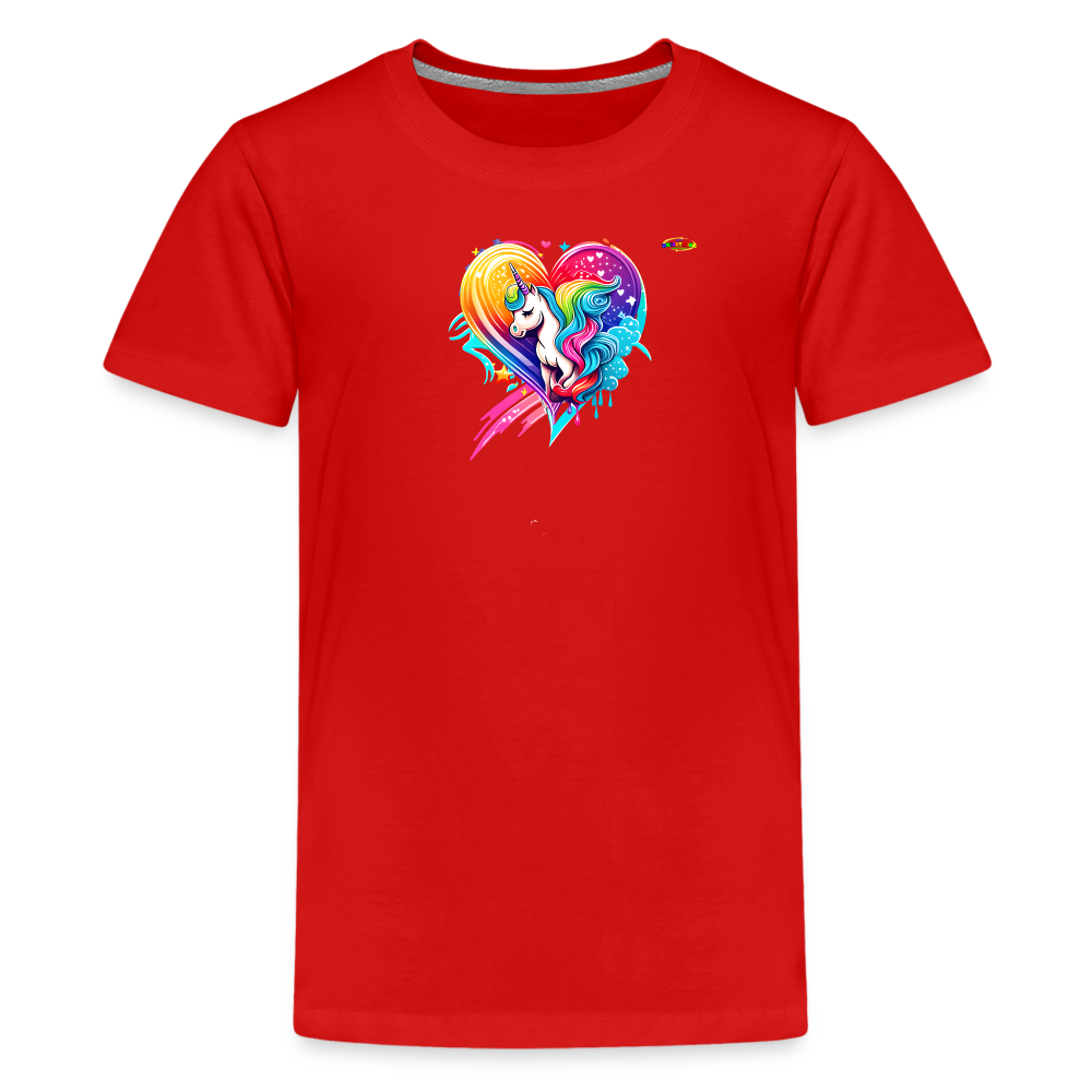 Rainbow Unicorn Heart Children's Premium T-Shirt-My Bright Side Clothing - red