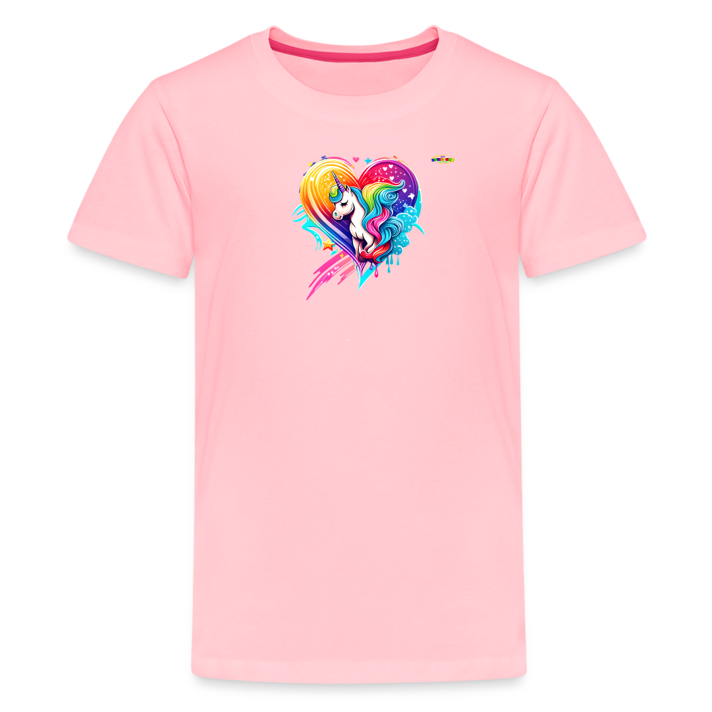 Rainbow Unicorn Heart Children's Premium T-Shirt-My Bright Side Clothing - pink