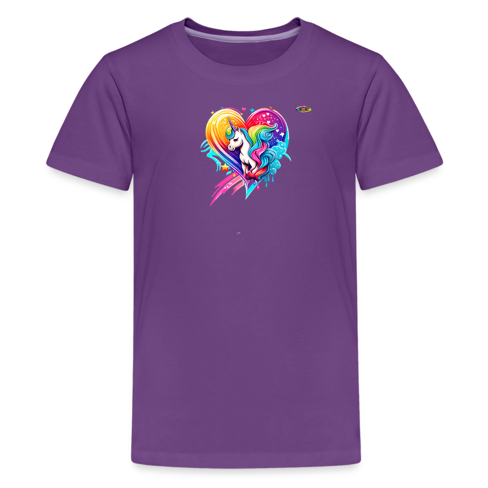 Rainbow Unicorn Heart Children's Premium T-Shirt-My Bright Side Clothing - purple