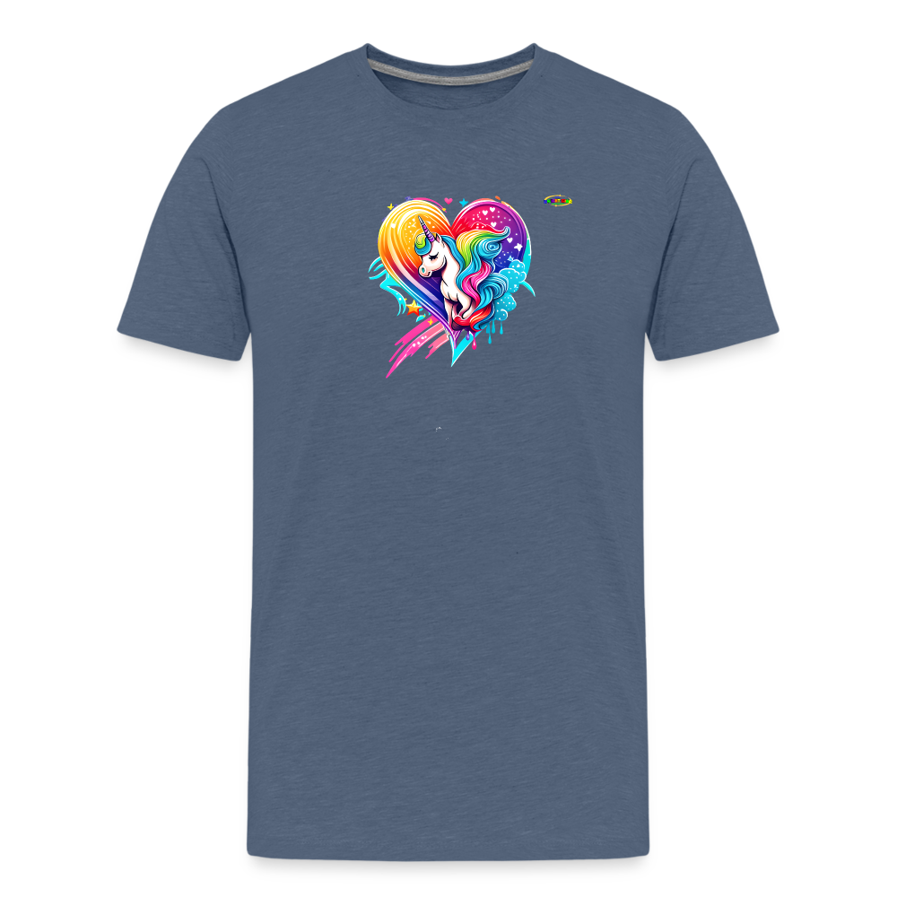 Rainbow Unicorn Heart Children's Premium T-Shirt-My Bright Side Clothing - heather blue