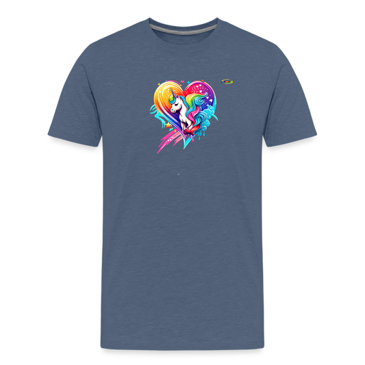 Rainbow Unicorn Heart Children's Premium T-Shirt-My Bright Side Clothing - heather blue