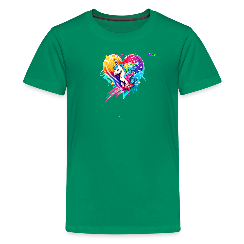 Rainbow Unicorn Heart Children's Premium T-Shirt-My Bright Side Clothing - kelly green