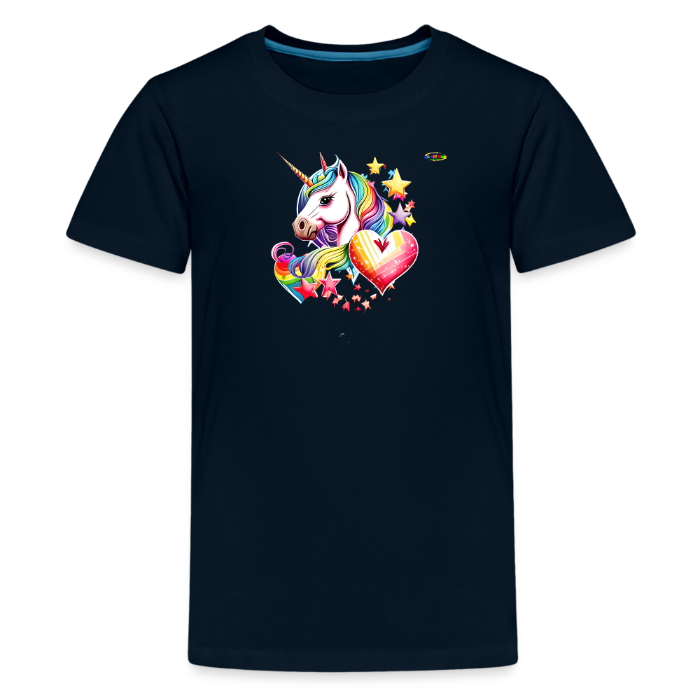 Rainbow Unicorn Children's Premium T-Shirt-My Bright Side Clothing - deep navy