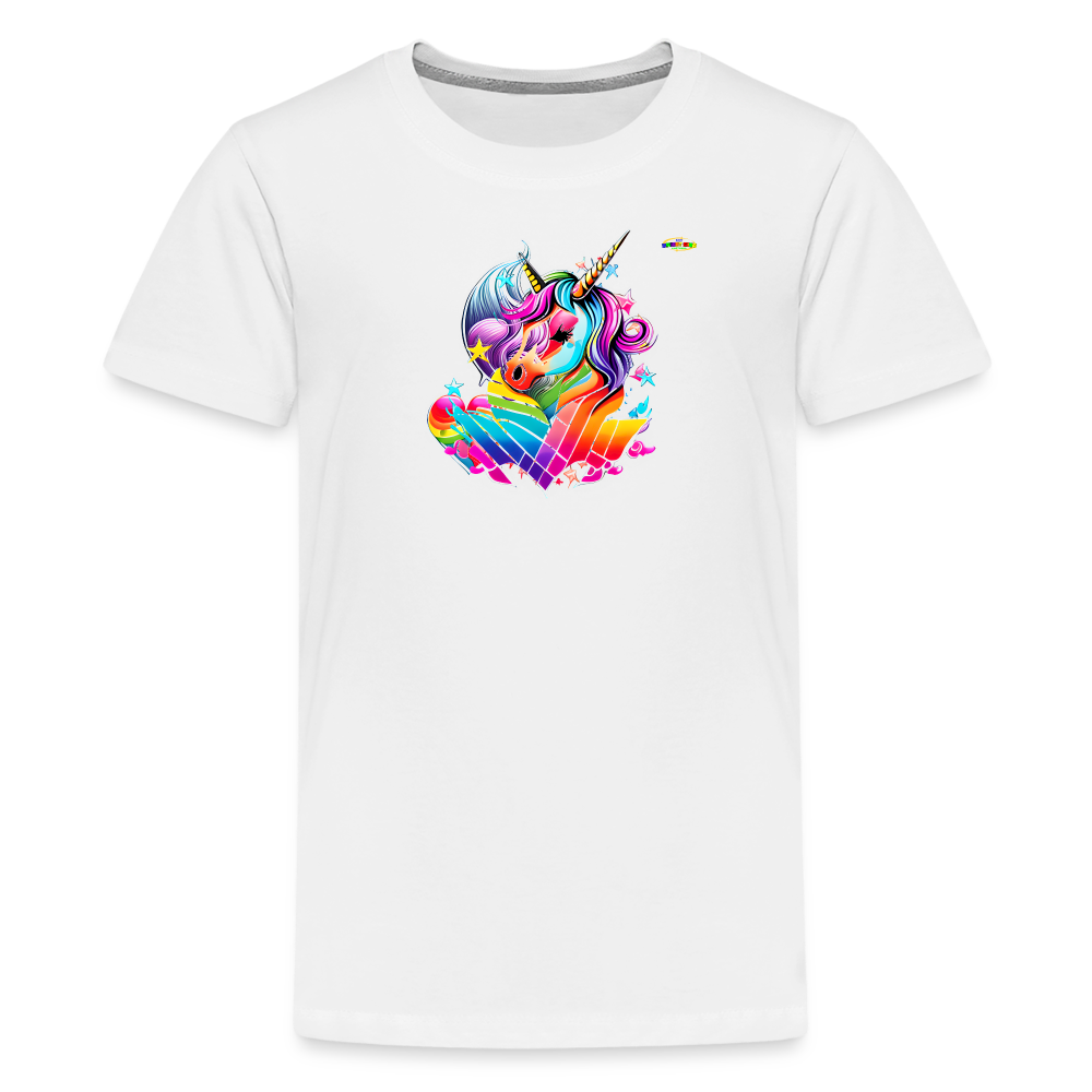 Rainbow Unicorn Children's Premium T-Shirt-My Bright Side Clothing - white