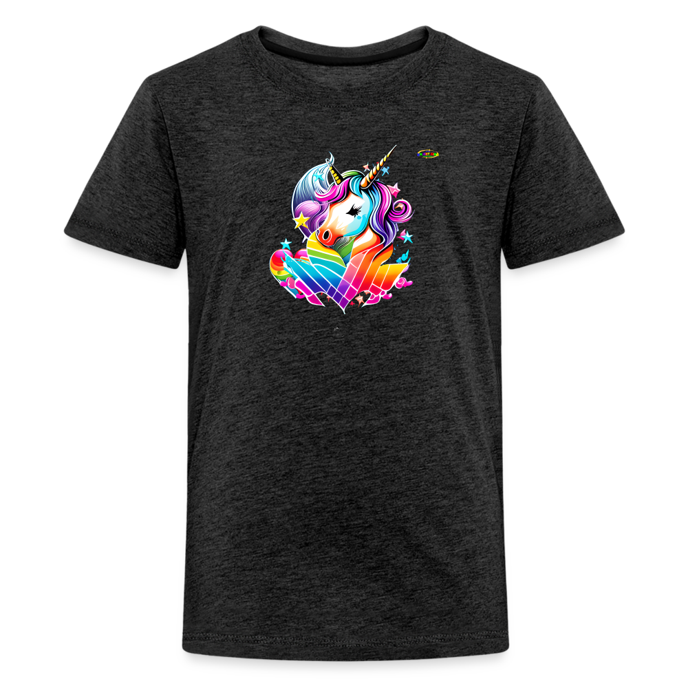 Rainbow Unicorn Children's Premium T-Shirt-My Bright Side Clothing - charcoal grey