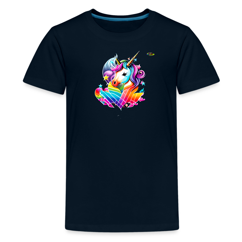 Rainbow Unicorn Children's Premium T-Shirt-My Bright Side Clothing - deep navy