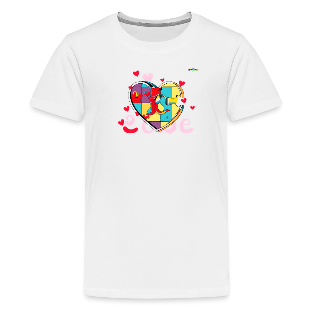 Rainbow Puzzle Heart Logo Kids' Premium T-Shirt-My Bright Side Clothing - white