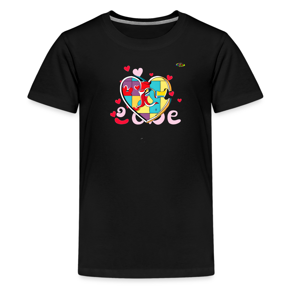 Rainbow Puzzle Heart Logo Kids' Premium T-Shirt-My Bright Side Clothing - black