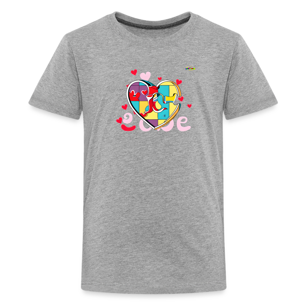 Rainbow Puzzle Heart Logo Kids' Premium T-Shirt-My Bright Side Clothing - heather gray