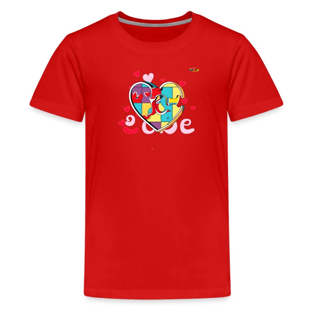 Rainbow Puzzle Heart Logo Kids' Premium T-Shirt-My Bright Side Clothing - red