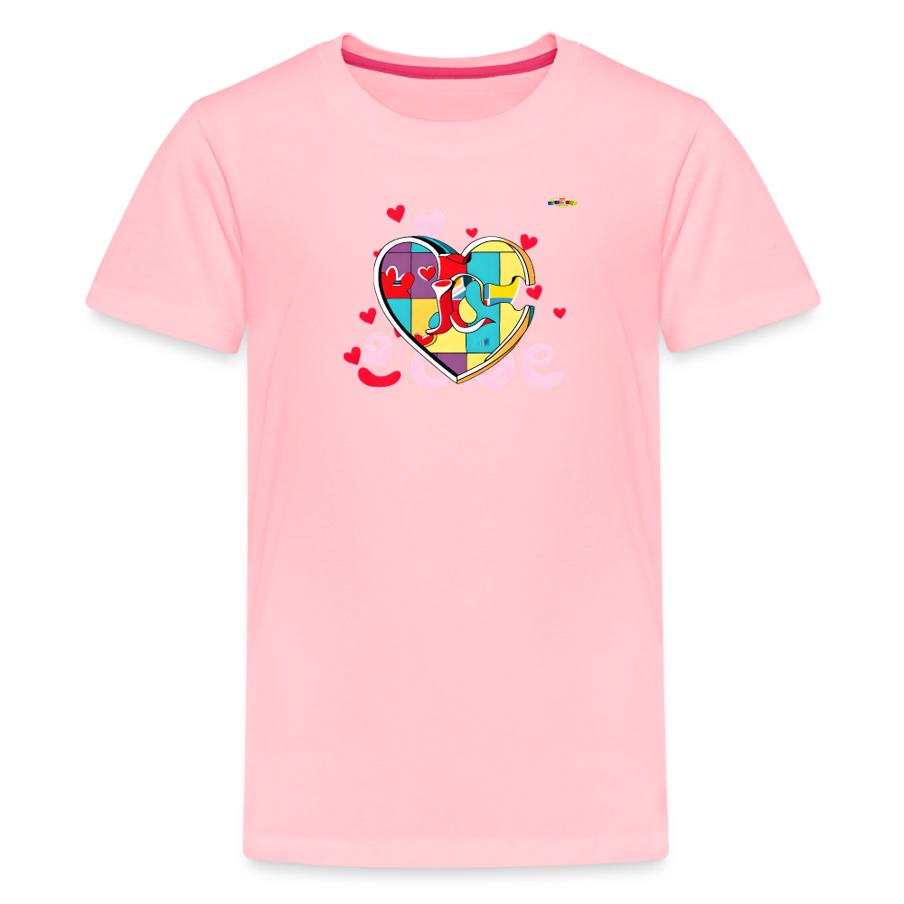 Rainbow Puzzle Heart Logo Kids' Premium T-Shirt-My Bright Side Clothing - pink