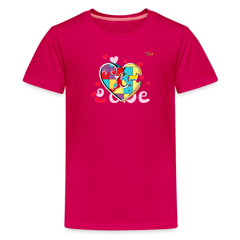 Rainbow Puzzle Heart Logo Kids' Premium T-Shirt-My Bright Side Clothing - dark pink