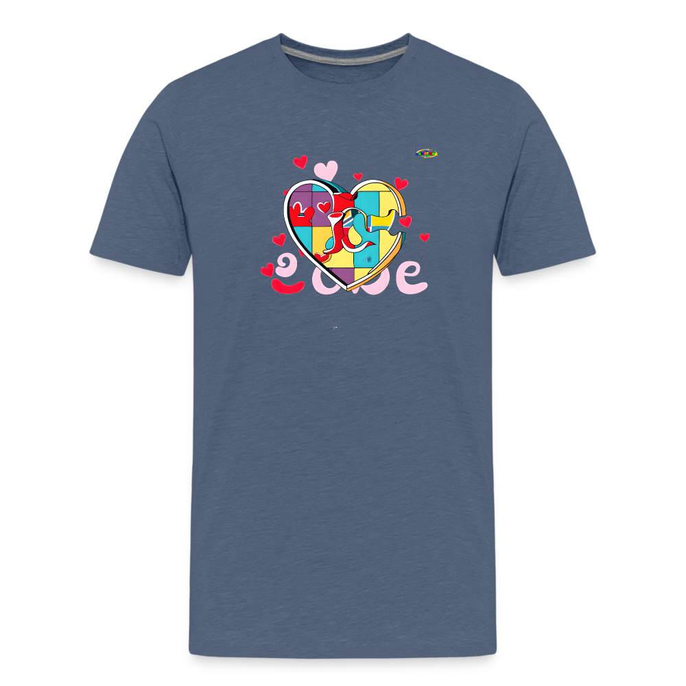 Rainbow Puzzle Heart Logo Kids' Premium T-Shirt-My Bright Side Clothing - heather blue