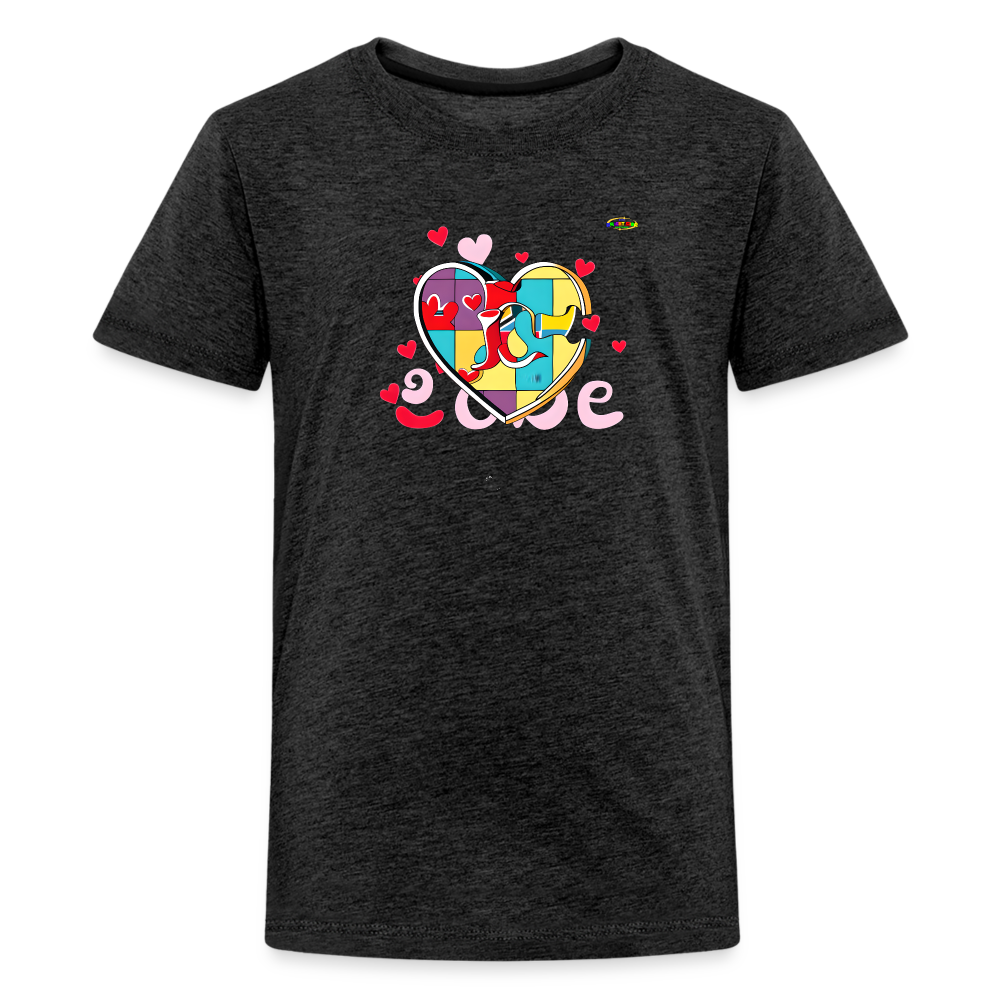 Rainbow Puzzle Heart Logo Kids' Premium T-Shirt-My Bright Side Clothing - charcoal grey