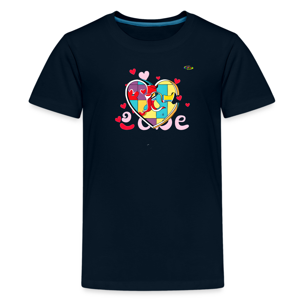 Rainbow Puzzle Heart Logo Kids' Premium T-Shirt-My Bright Side Clothing - deep navy