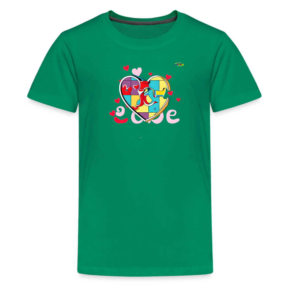 Rainbow Puzzle Heart Logo Kids' Premium T-Shirt-My Bright Side Clothing - kelly green