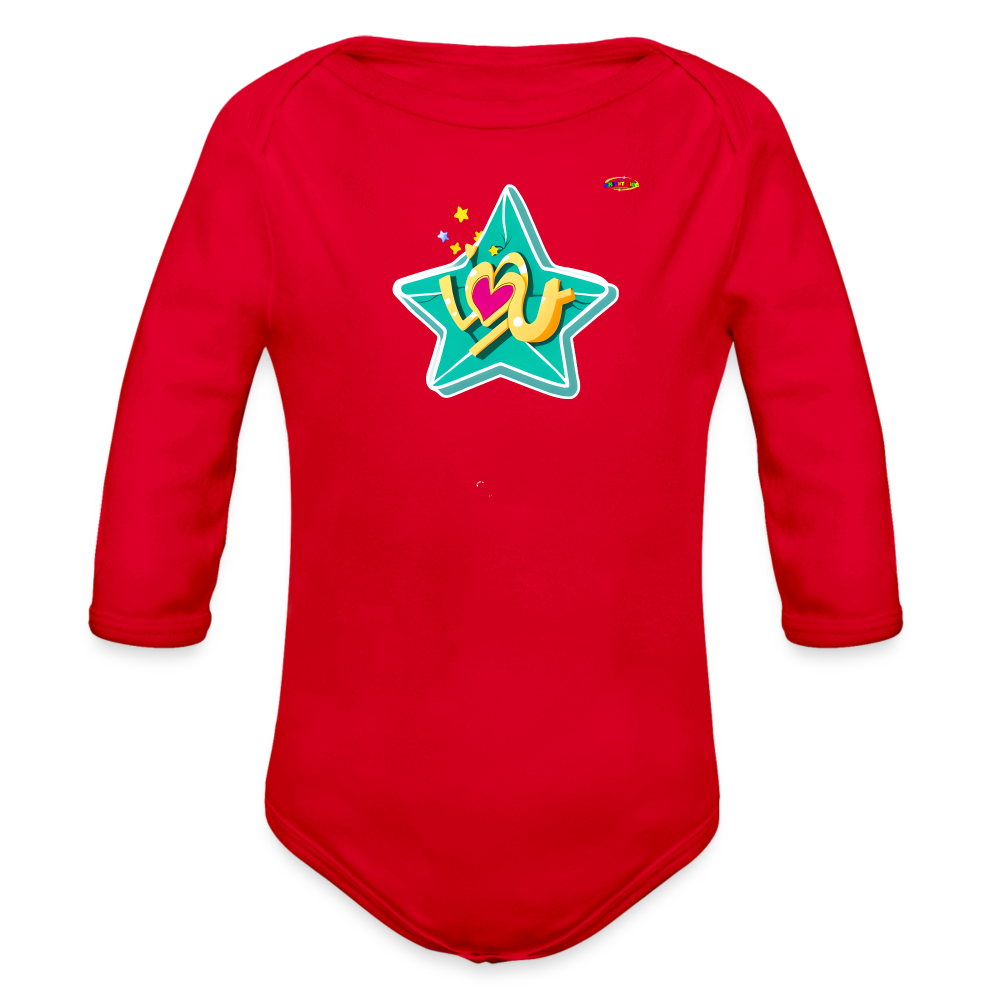 Cute star I love you Logo Organic Long Sleeve Baby Bodysuit-My Bright Side Clothing - red