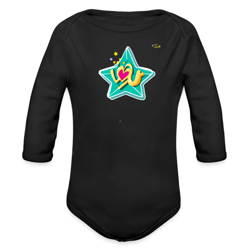 Cute star I love you Logo Organic Long Sleeve Baby Bodysuit-My Bright Side Clothing - black