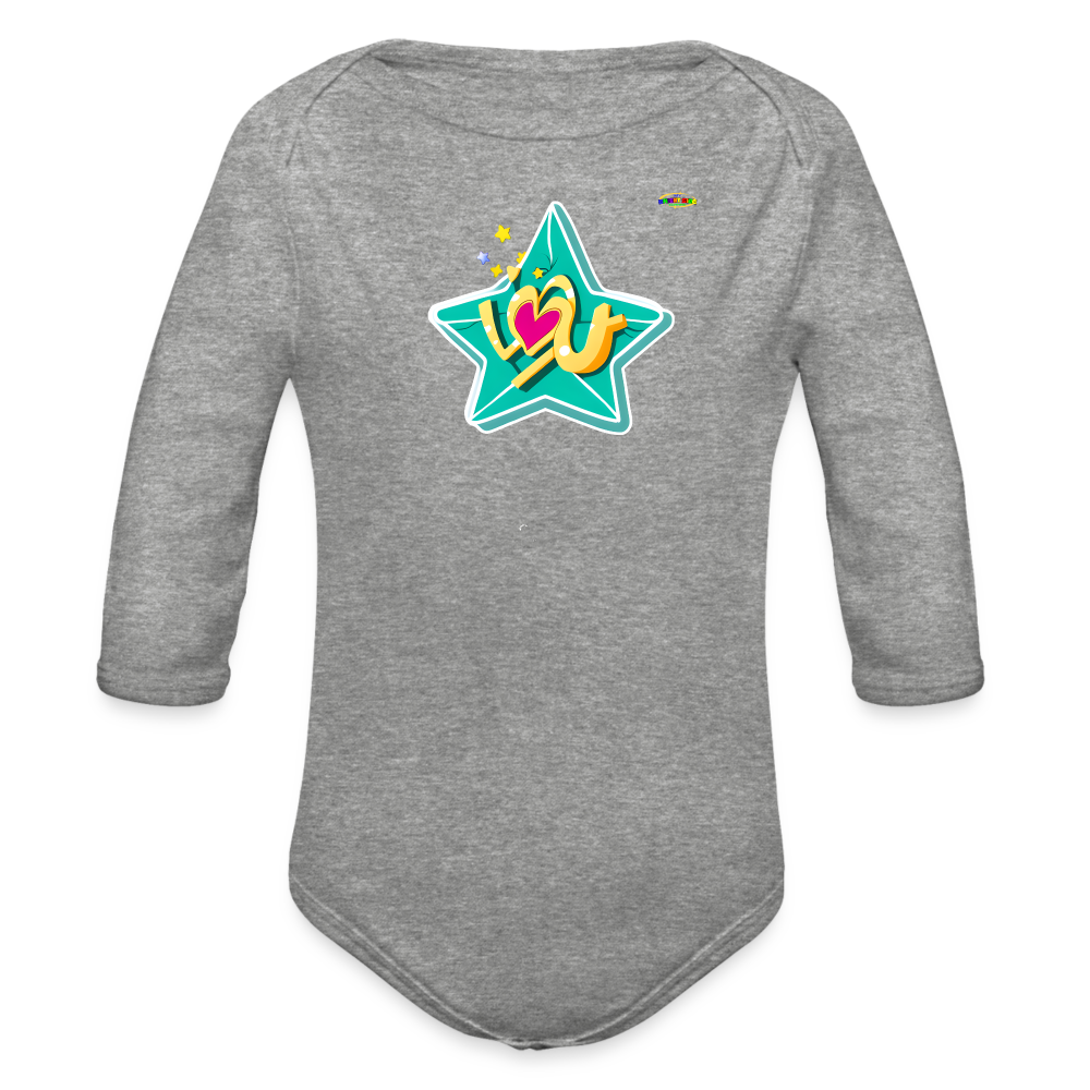 Cute star I love you Logo Organic Long Sleeve Baby Bodysuit-My Bright Side Clothing - heather grey