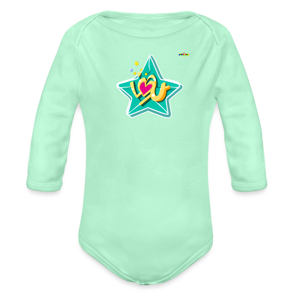 Cute star I love you Logo Organic Long Sleeve Baby Bodysuit-My Bright Side Clothing - light mint