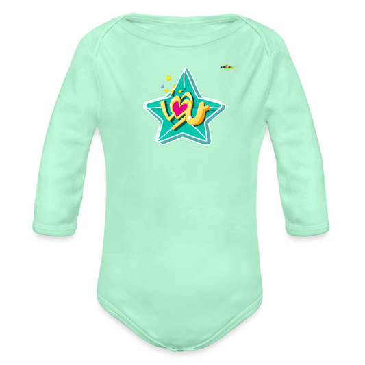 Cute star I love you Logo Organic Long Sleeve Baby Bodysuit-My Bright Side Clothing - light mint