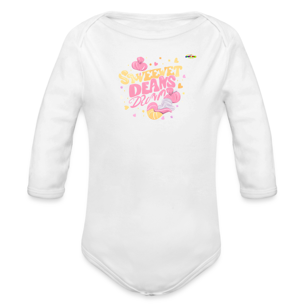 Cute Sweet Dreams Logo Organic Long Sleeve Baby Bodysuit-My Bright Side Clothing - white