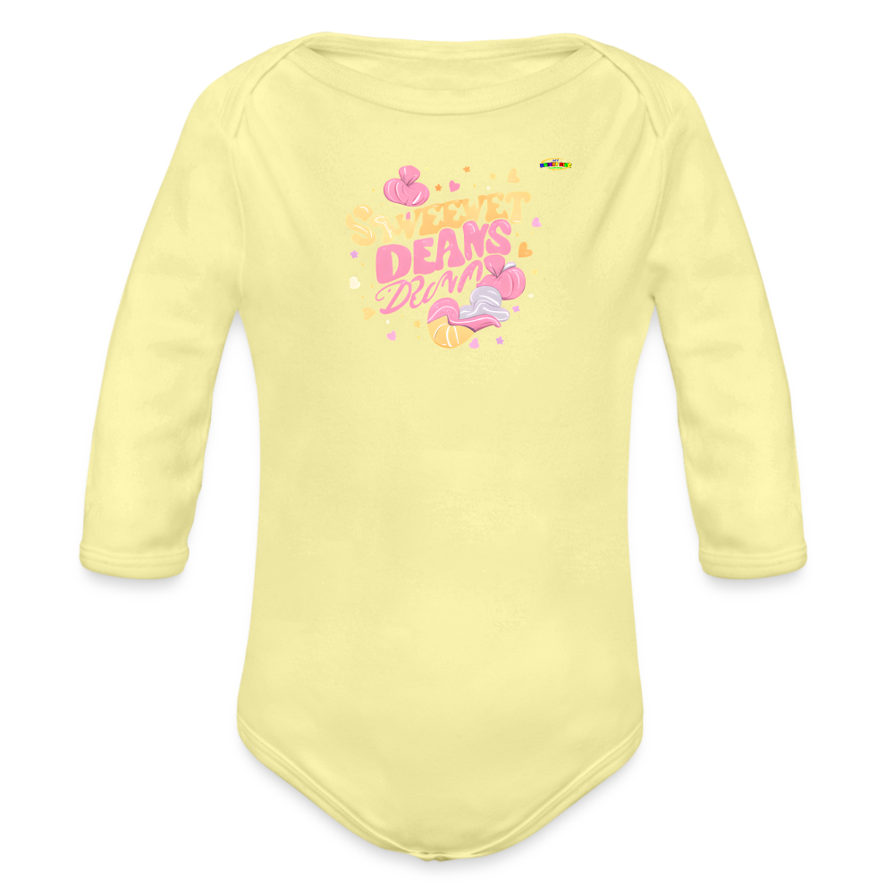 Cute Sweet Dreams Logo Organic Long Sleeve Baby Bodysuit-My Bright Side Clothing - washed yellow